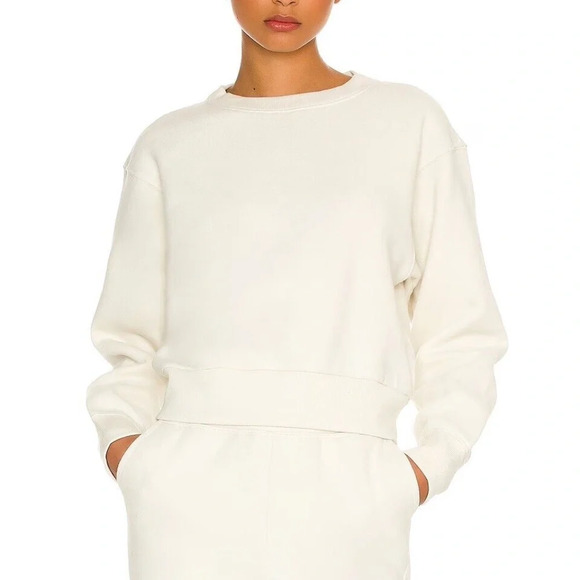 Beyond Yoga WFH Fleece Cropped Crew Women's Size Small in Vintage White - Picture 1 of 10